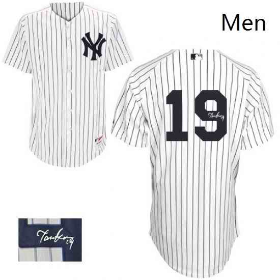 Mens Majestic New York Yankees 19 Masahiro Tanaka Authentic White Home Autographed MLB Jersey